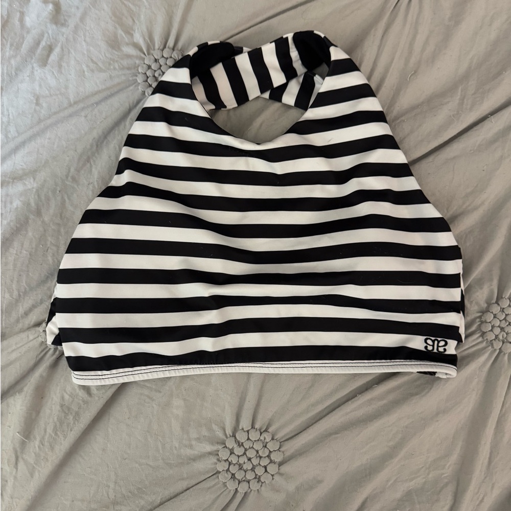 Albion Black & White Stripe Hang Ten Game Changer
Swim Crop Bikini Top